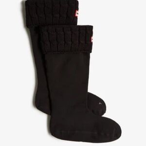HUNTER Cable Knot Boot Socks Rainboots Inserts Black Winter size Medium